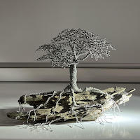 Drifter- recycled driftwood and wire tree sculpture